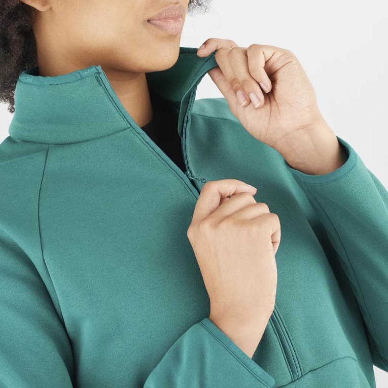 Green Salomon Essential Warm Half Zip Women's Jackets | IE AP3741